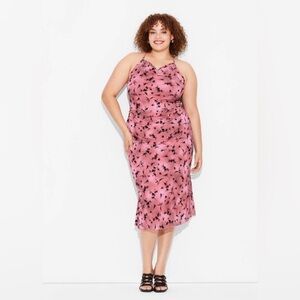 Wild Fable Flocked Mesh Midi Slip Dress